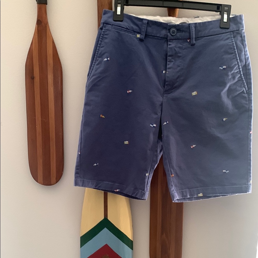 Old Navy Blue Flat Front Shorts with Subtle Pattern